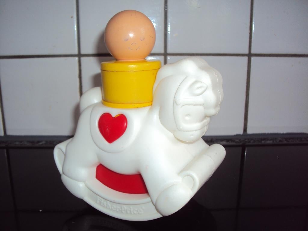 Fisher price, leuk tuimelpaardje met groot popje*VINTAGE*, Ophalen of Verzenden