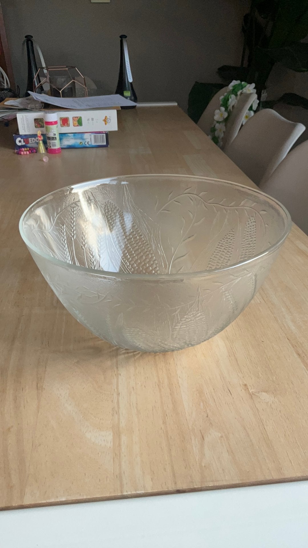 Schaal in glas, 28 cm breed en 13,5 cm hoog, Schaal, Rond, Ophalen of Verzenden, Glas