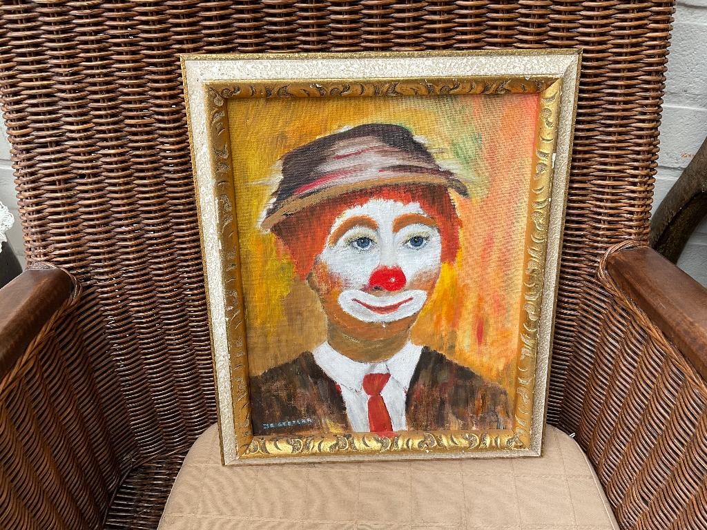 Schilderij Clown met blauwe ogen, Ophalen of Verzenden