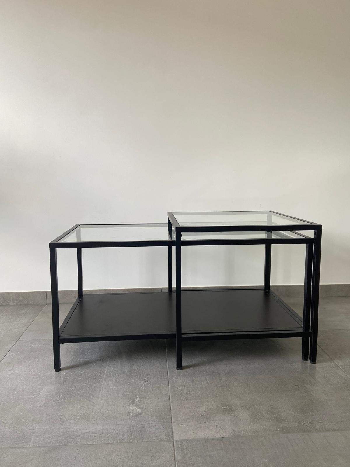 Tables gigognes IKEA – noir / verre – très bon état, Enlèvement, Verre