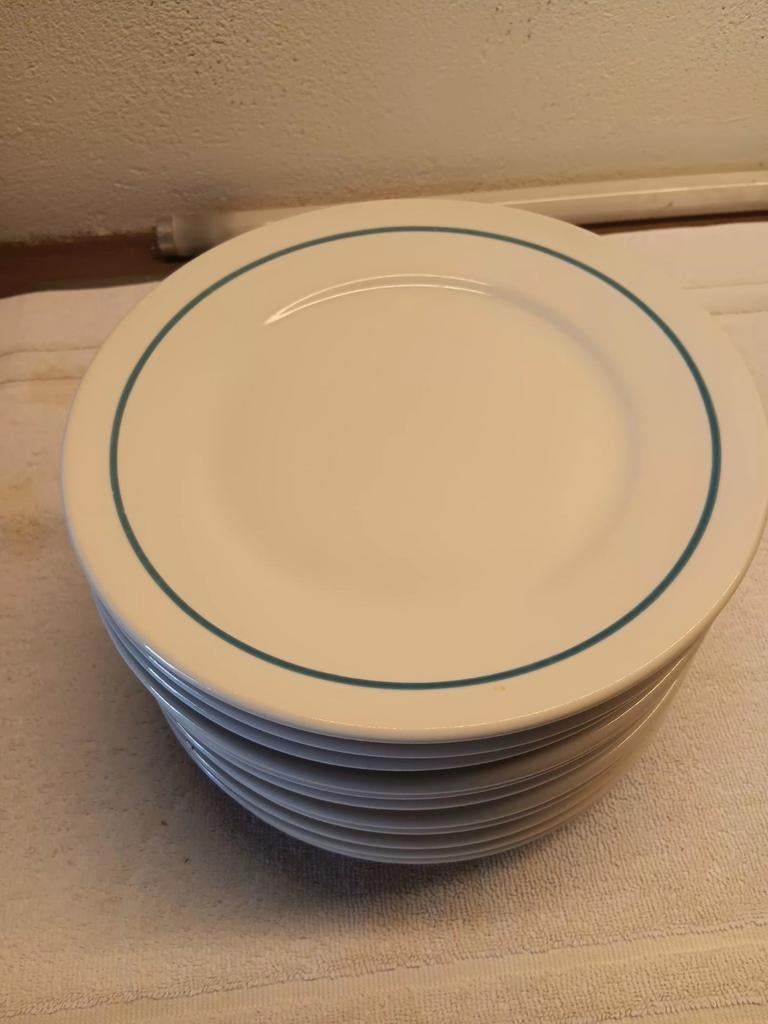 11 platte borden hotelporselein, Ophalen of Verzenden, Bord(en)