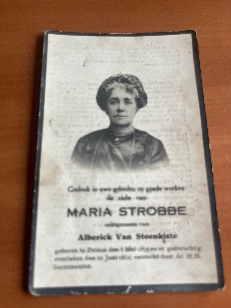 Rouwkaart M;Strobbe  Deinze 1874 + 1931, Envoi, Carte de condoléances