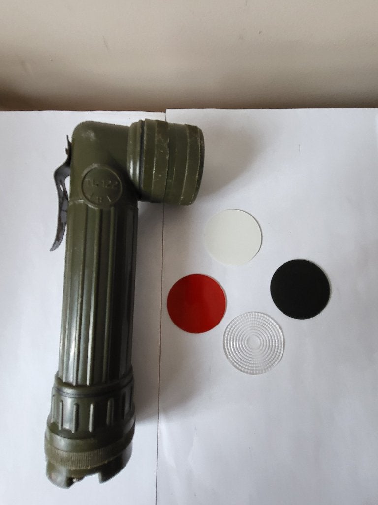 Lampe coudée militaire ABL originale avec filtres colorés, Collections, Objets militaires | Général, Enlèvement ou Envoi