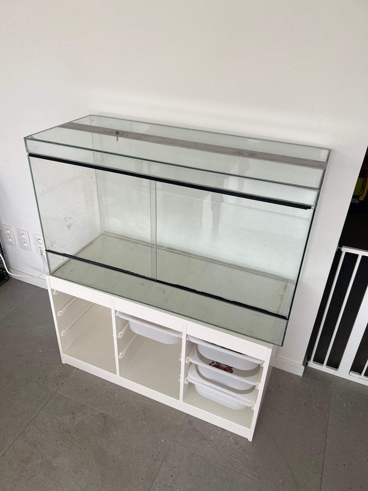 Glazen terrarium / gerbilarium 100x60x45 cm - schuifdeuren, Ophalen, Zo goed als nieuw, Kooi