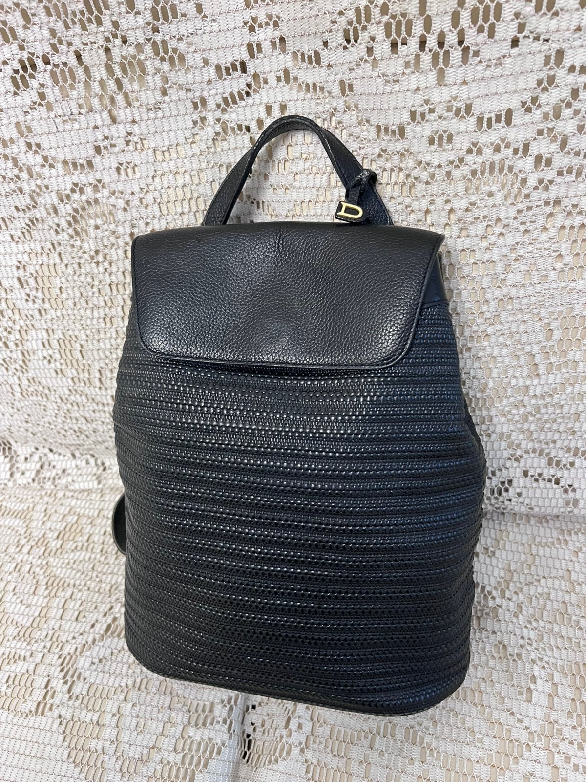 Sac à dos DELVAUX cuir tressé noir impeccable, Enlèvement ou Envoi, Comme neuf