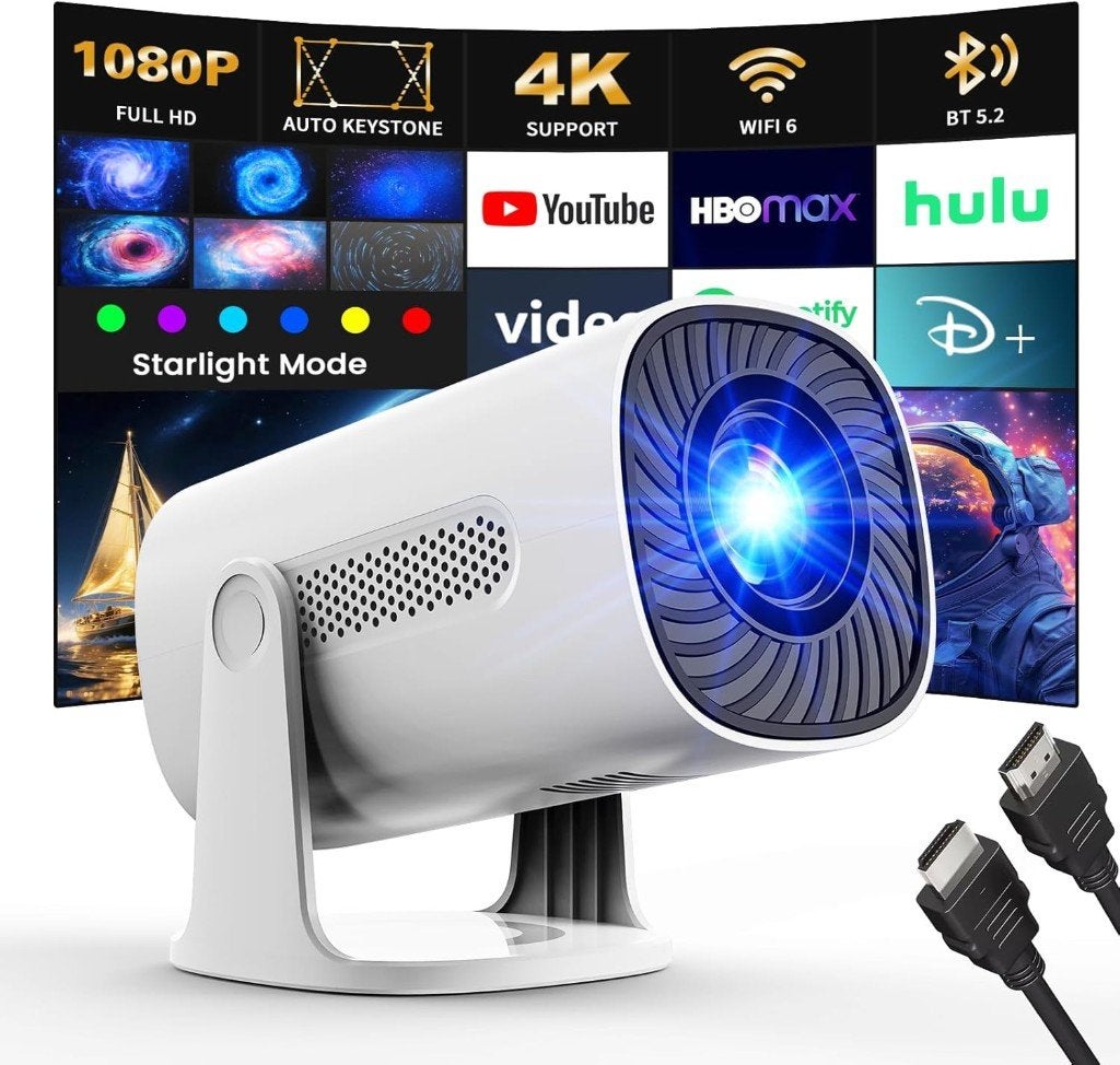 Vidéo projecteur 4K 1080P Modes Étoiles Mini Projecteur, Enlèvement, Neuf