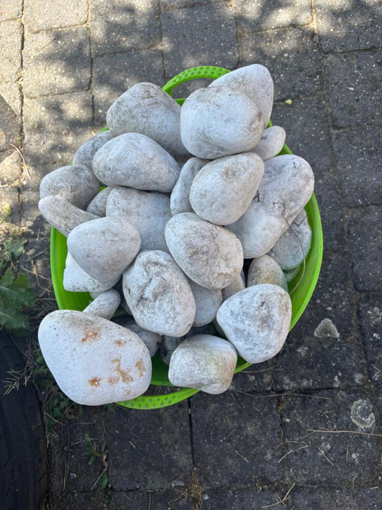 Witte stenen voor vijver, tuin of terras, Tuin en Terras, Grind, Keien en Split, Ophalen, Gebruikt, Wit, Kei