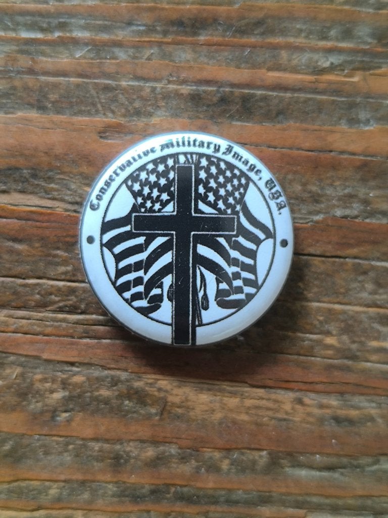 Badge / épinglette hardcore Conservative Military Image, Collections, Enlèvement ou Envoi, Utilisé, Autres sujets/thèmes, Bouton