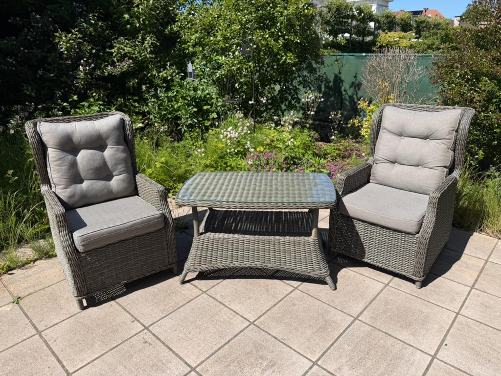 Ensemble de jardin de luxe avec sièges réglables — 2 pers, Jardin & Terrasse, Osier, Salons de jardin, Comme neuf, Enlèvement