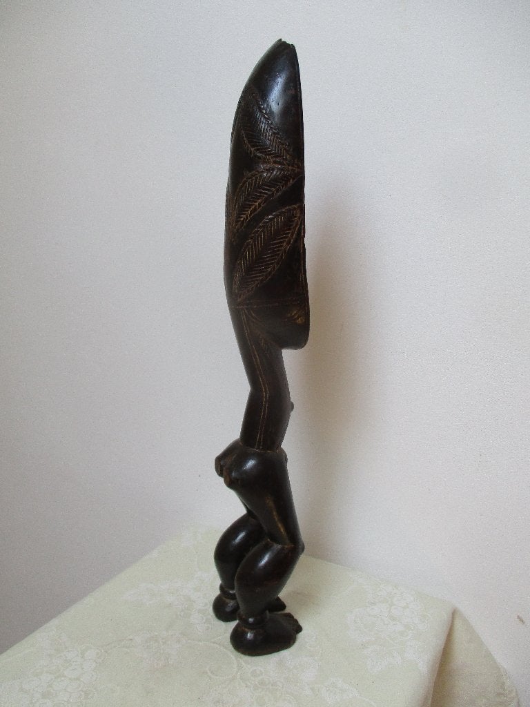 Cuillère à jambes DAN, Antiquités & Art, Art | Art non-occidental, Afrique, Bois, 47 cm, Sculpté