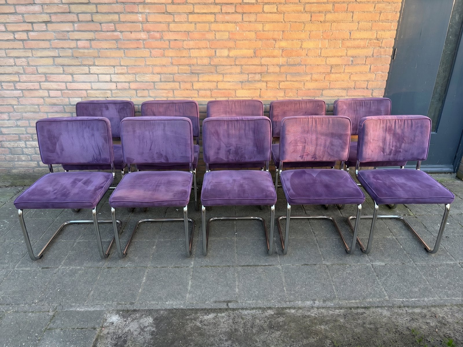 10 Paarse Zuiver Ridge Rib Ribstof stoelen, Ophalen, Gebruikt, Stof, Vijf, Zes of meer stoelen