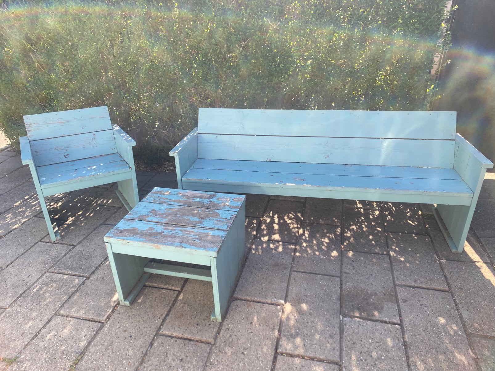 Stevige Steigerhout TuinmeubelSet, Tuin en Terras, Tuinsets en Loungesets, Zo goed als nieuw, Steigerhout, Bank, Ophalen