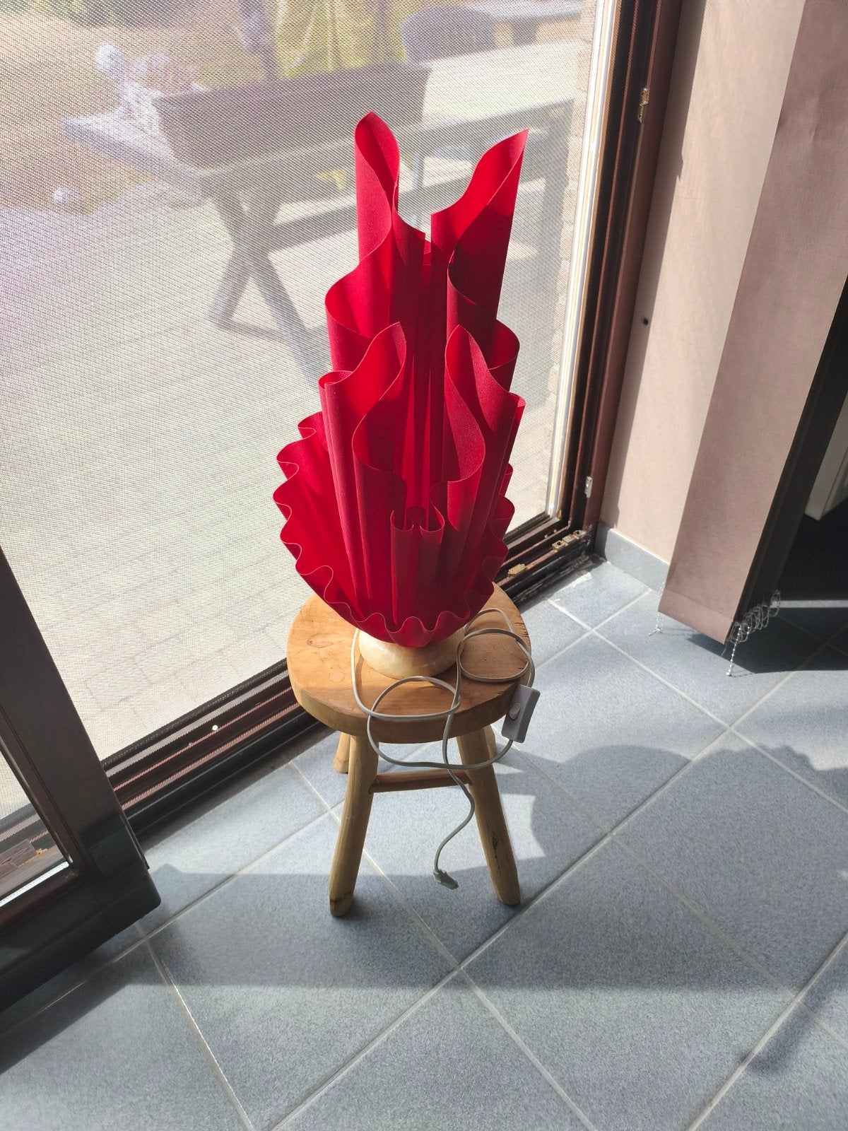 Vintage drapeerlamp in Georgia Jacob-stijl uit de jaren 90, Met schakelaar, Gebruikt, E27 (groot), Rood