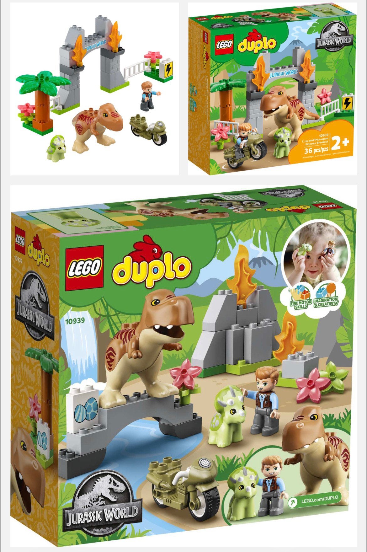 Lego Duplo T. Rex en Triceratops Escape 10939, Kinderen en Baby's, Jurassic World, Lego, Ophalen of Verzenden, Zo goed als nieuw