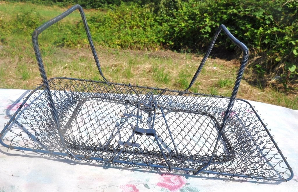 panier course provision pliable en metal maillé bleu, Enlèvement ou Envoi, Utilisé, Bleu, Shopper