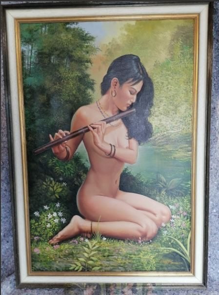 vintage naakt op canvas xl 60er jaren, Verzamelen, Ophalen