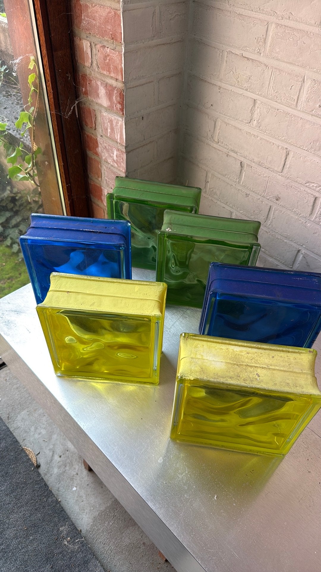 6 blocs de verre vintage, Enlèvement, Comme neuf