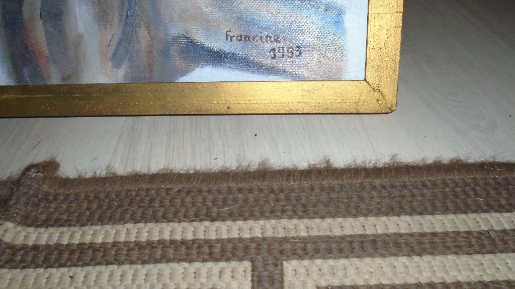 Schilderij doek van Francine, Antiek en Kunst, Ophalen, Bijzondere lijst, Doek