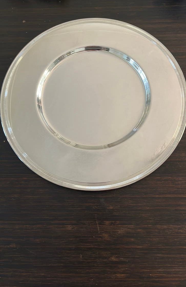 5 assiettes épaisses en métal argenté, Maison & Meubles, Cuisine | Vaisselle, Enlèvement, Utilisé, Classique, Autres types