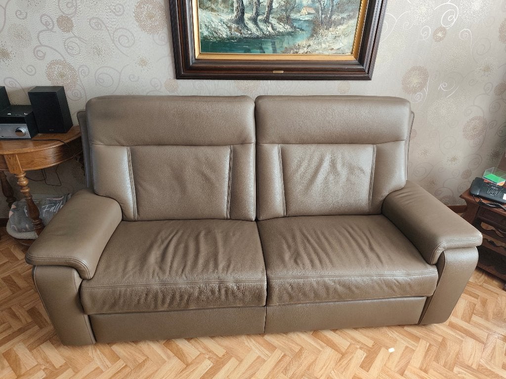 lederen zetel, 150 à 200 cm, Comme neuf, Enlèvement, Cuir