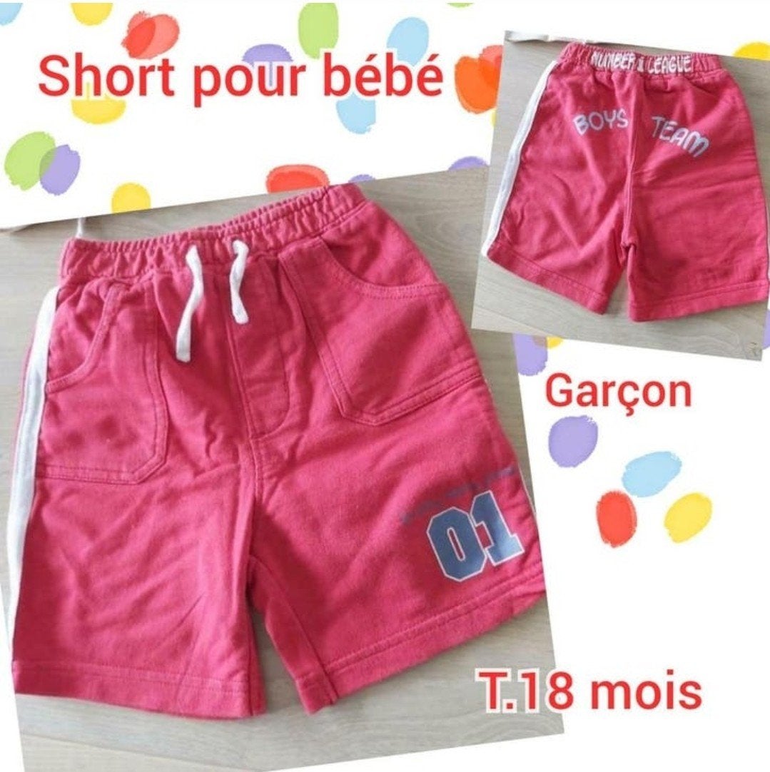 Short pour bébé garçon-Rouge-T.18 mois, Enlèvement ou Envoi, Utilisé, Garçon