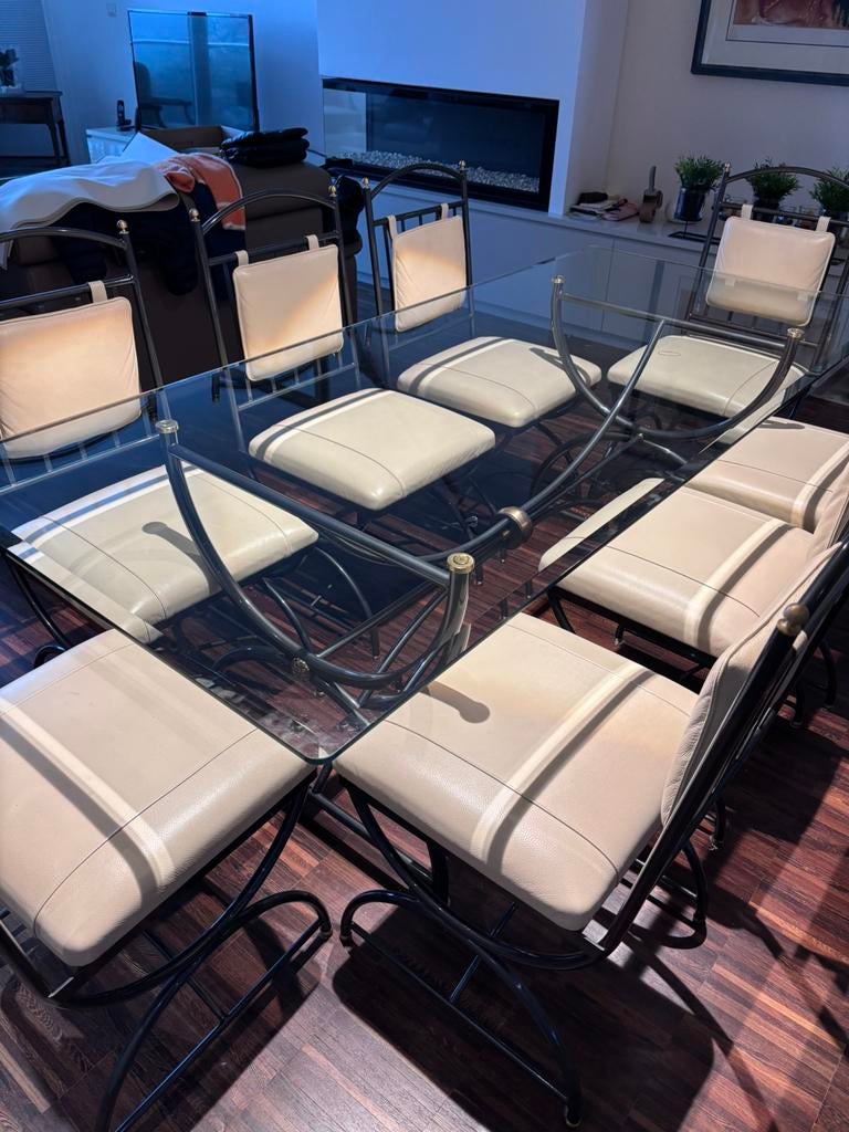 Table en verre avec 8 chaises, Enlèvement, Comme neuf