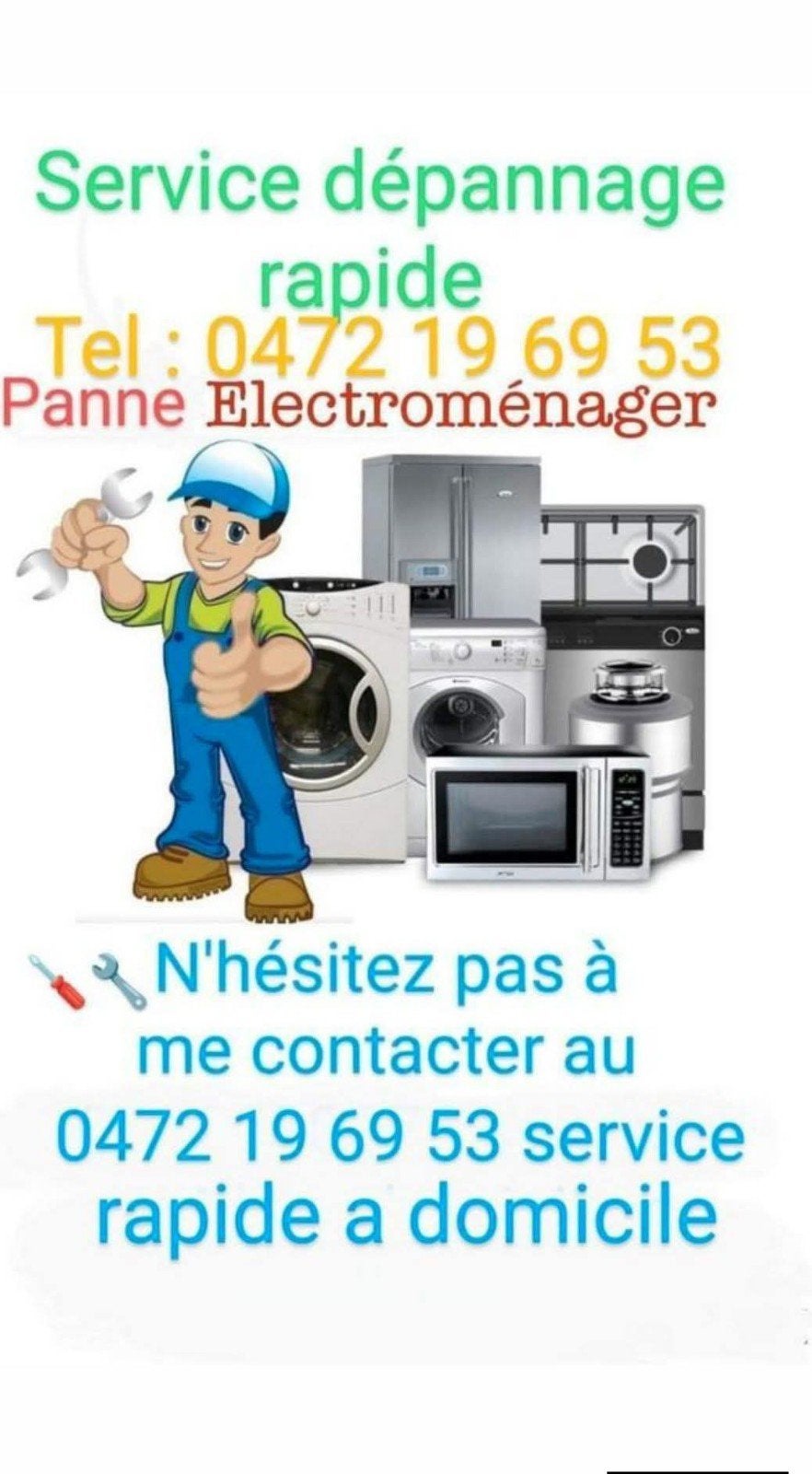 Réparation électroménager a domicile tel 0472196953, Electroménager
