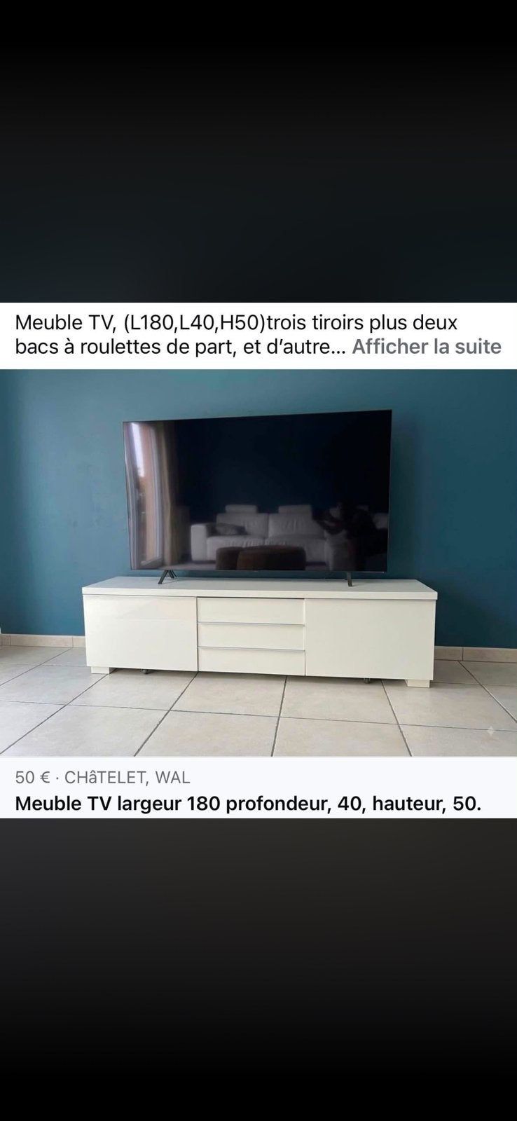 Meuble tv, Maison & Meubles, Enlèvement, Comme neuf