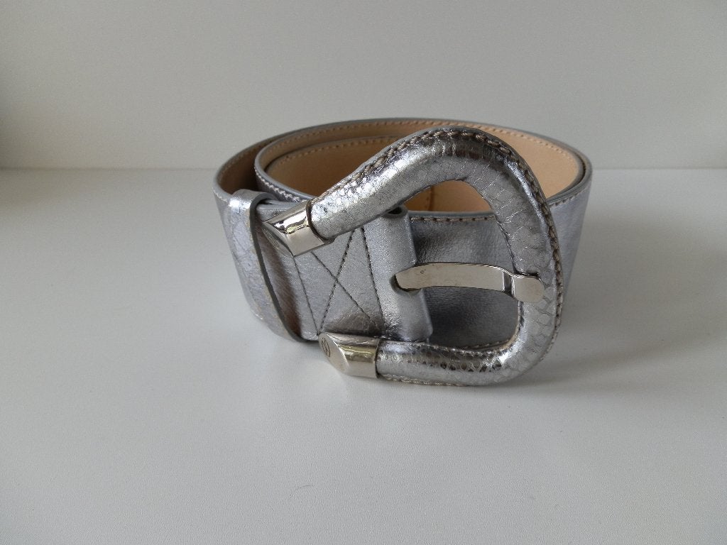Francesco Biasia riem. Zilver Kleurig. Leer., Echt leder, Tailleriem, Ophalen of Verzenden, Zo goed als nieuw