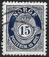 1 Postzegel Noorwegen 1920 Posthoorn 'NORGE' in Antiqua, Postzegels en Munten, Postzegels | Europa | Scandinavië, Ophalen of Verzenden