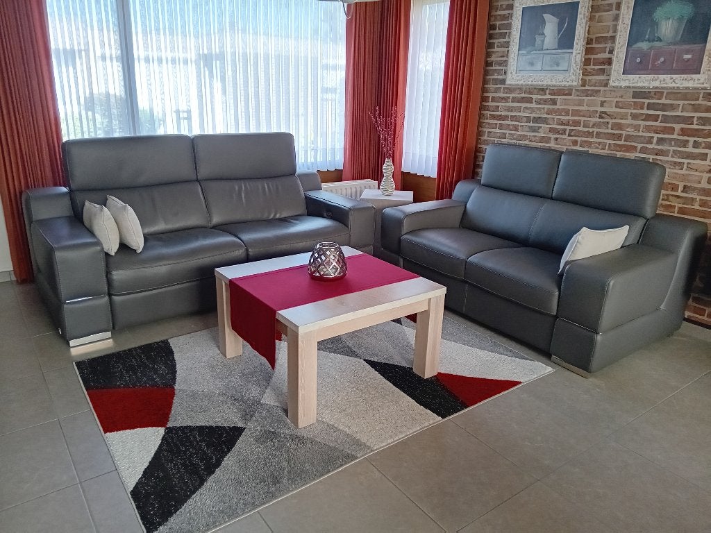 Lederen salon, Huis en Inrichting, Ophalen, Zo goed als nieuw, Leer, Klassiek