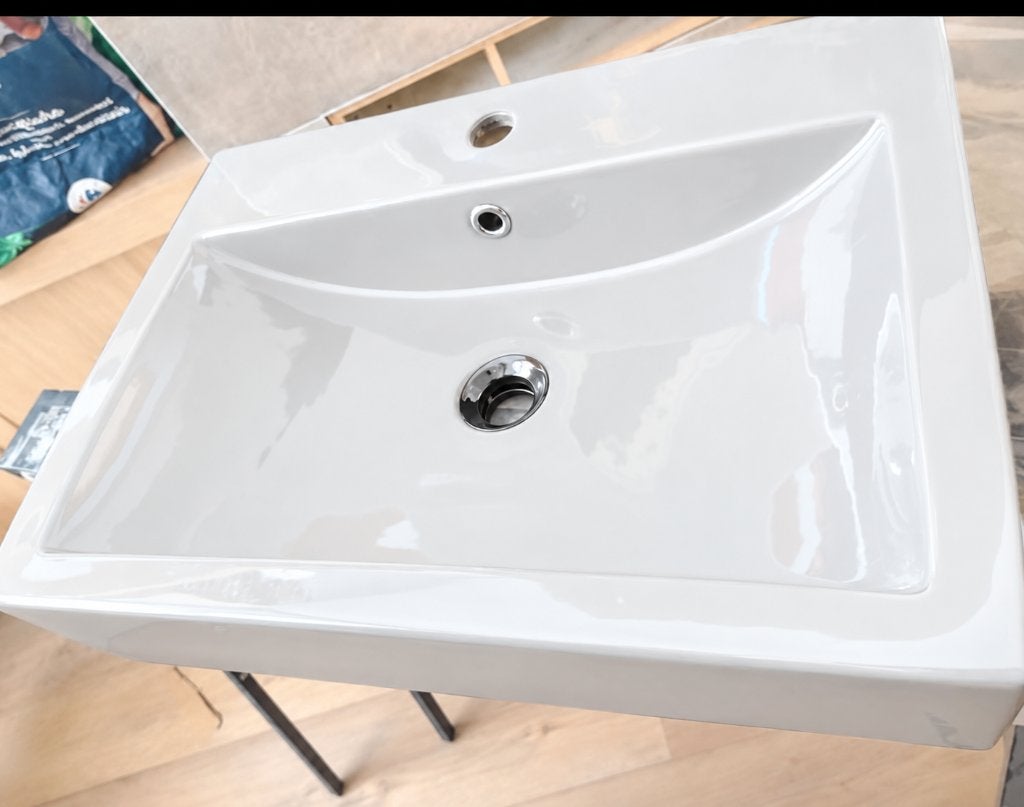 Lavabo blanc brillant 63  45 cm, Enlèvement, Neuf, Lavabo