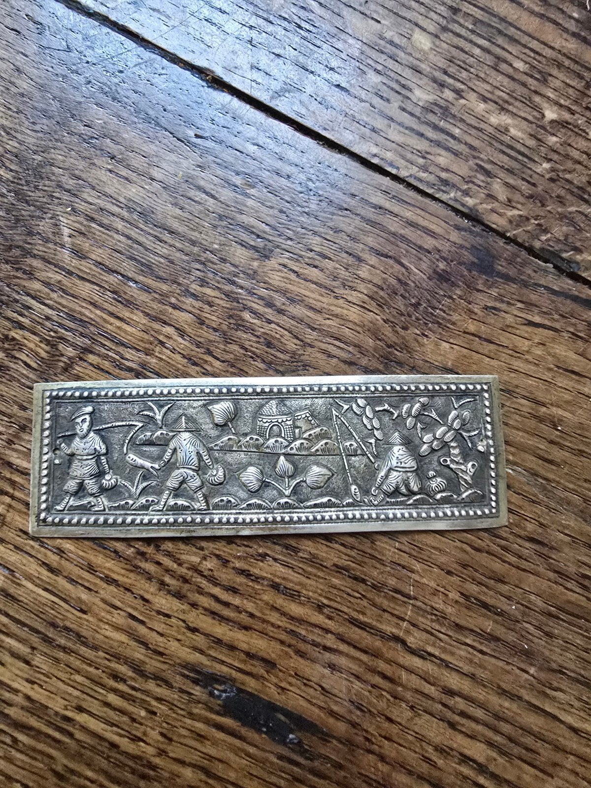 antiek zilver (birma) repousse plaquette, Antiek en Kunst, Ophalen of Verzenden, Zilver