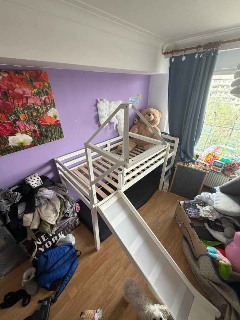 Lit enfant mezzanine avec toboggan, Enfants & Bébés, Enlèvement, Comme neuf, Lit mezzanine