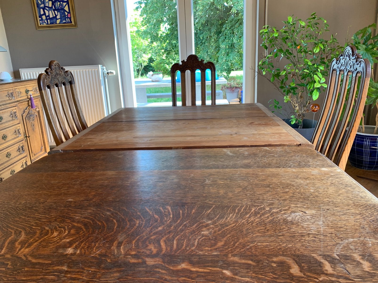 Table et 6 chaises, Enlèvement, Utilisé, Brun, Dalles de Moquette