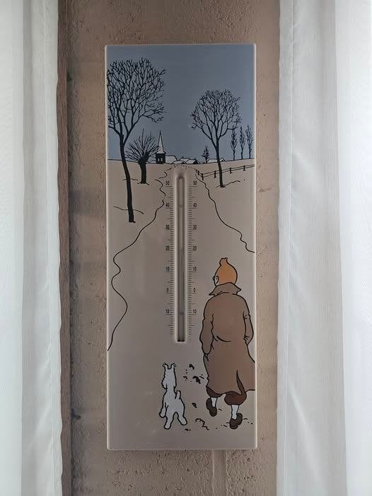Tintin - Hergé - Plaque émaillée Thermomètre 1996, Verzamelen, Ophalen, Zo goed als nieuw