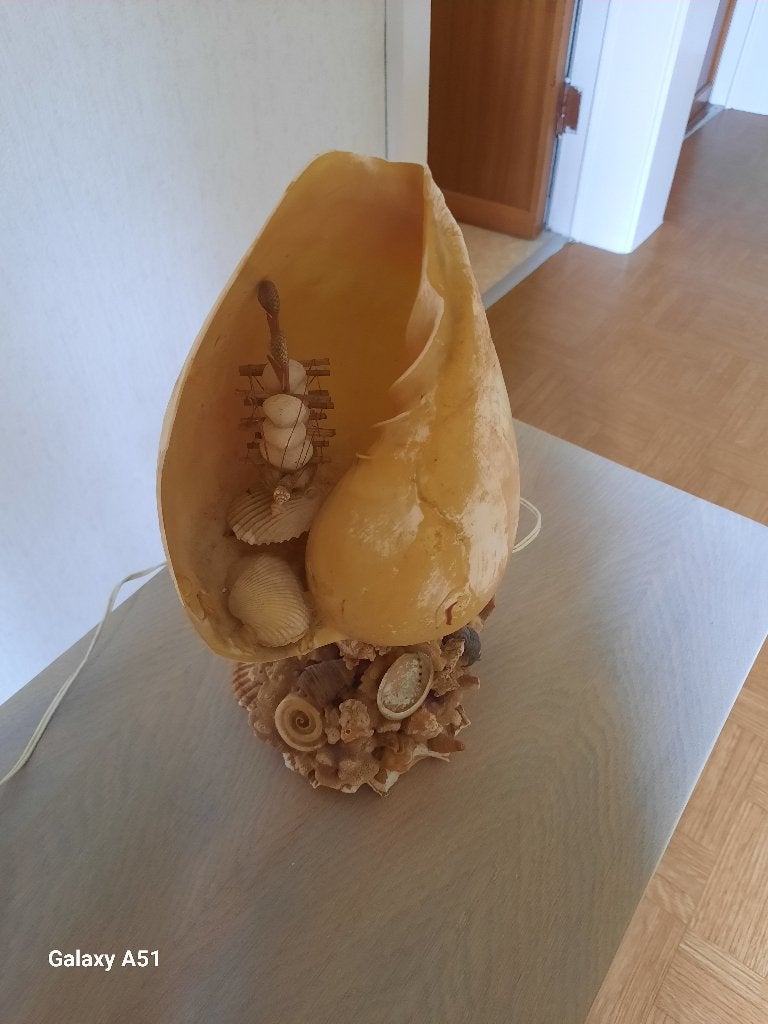 grote sierschelp fantatie met bootje en schelpen versiert, Ophalen of Verzenden