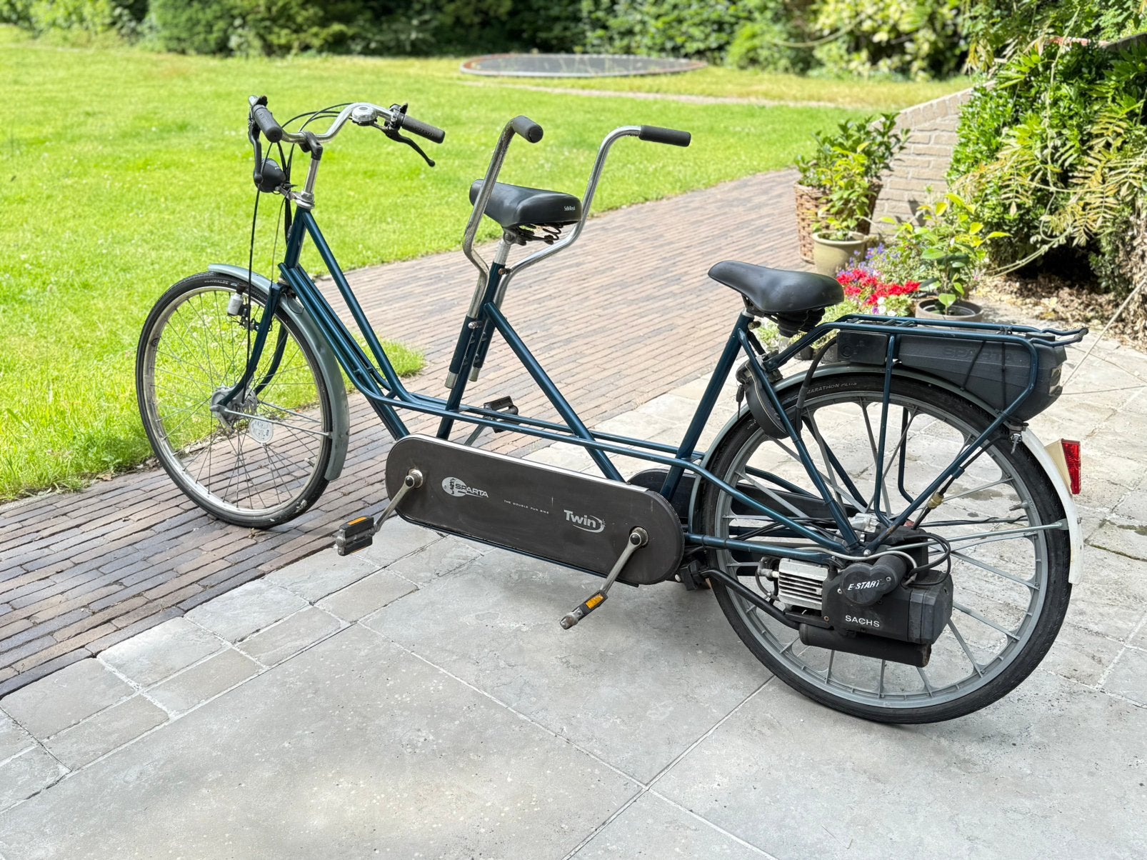 Vélo tandem Sparta Twin avec moteur auxiliaire, Vélos & Vélomoteurs, Enlèvement, Utilisé