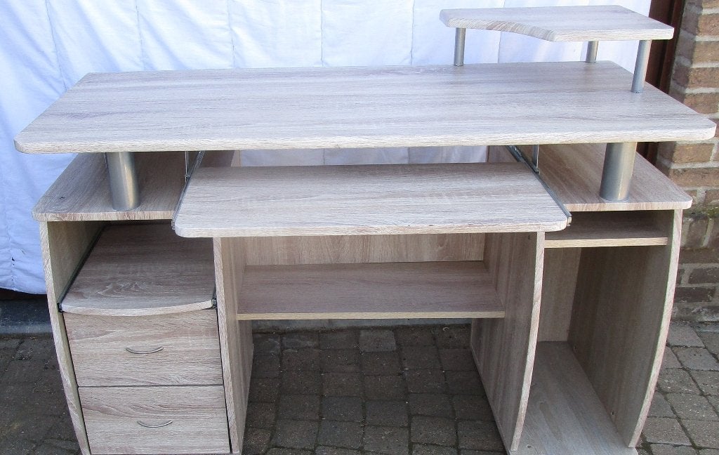 bureau in lichtgekleurd hout, Maison & Meubles, Bureaux, Avec tiroirs, Enlèvement, Utilisé, Bois