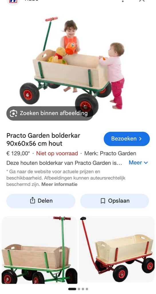 Houten bolderkar NIEUW IN DE DOOS, Caravans en Kamperen, Ophalen, Nieuw