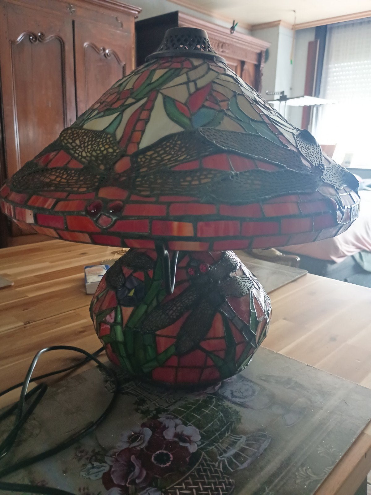 Libelle lamp ongeveer 45 CM, Antiquités & Art, Antiquités | Éclairage, Enlèvement