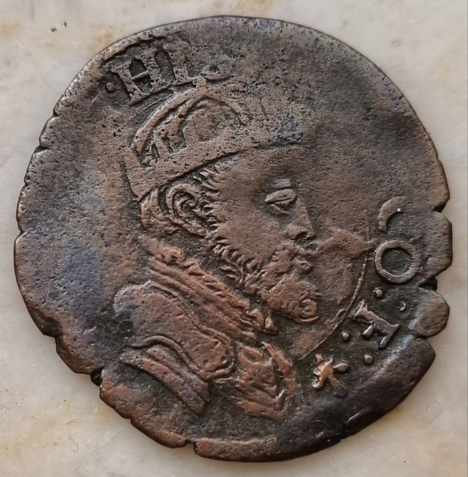 Korte 1557-59 (Brugge) Philips II / Zeldzaam !, Timbres & Monnaies, Monnaies | Belgique, Enlèvement ou Envoi, Bronze, Monnaie en vrac