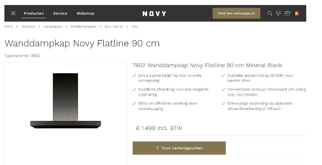 Dampkap Novy 7602 Wanddampkap Novy Flatline 90, Elektronische apparatuur, Ophalen, Wandschouwkap, Motor, Nieuw