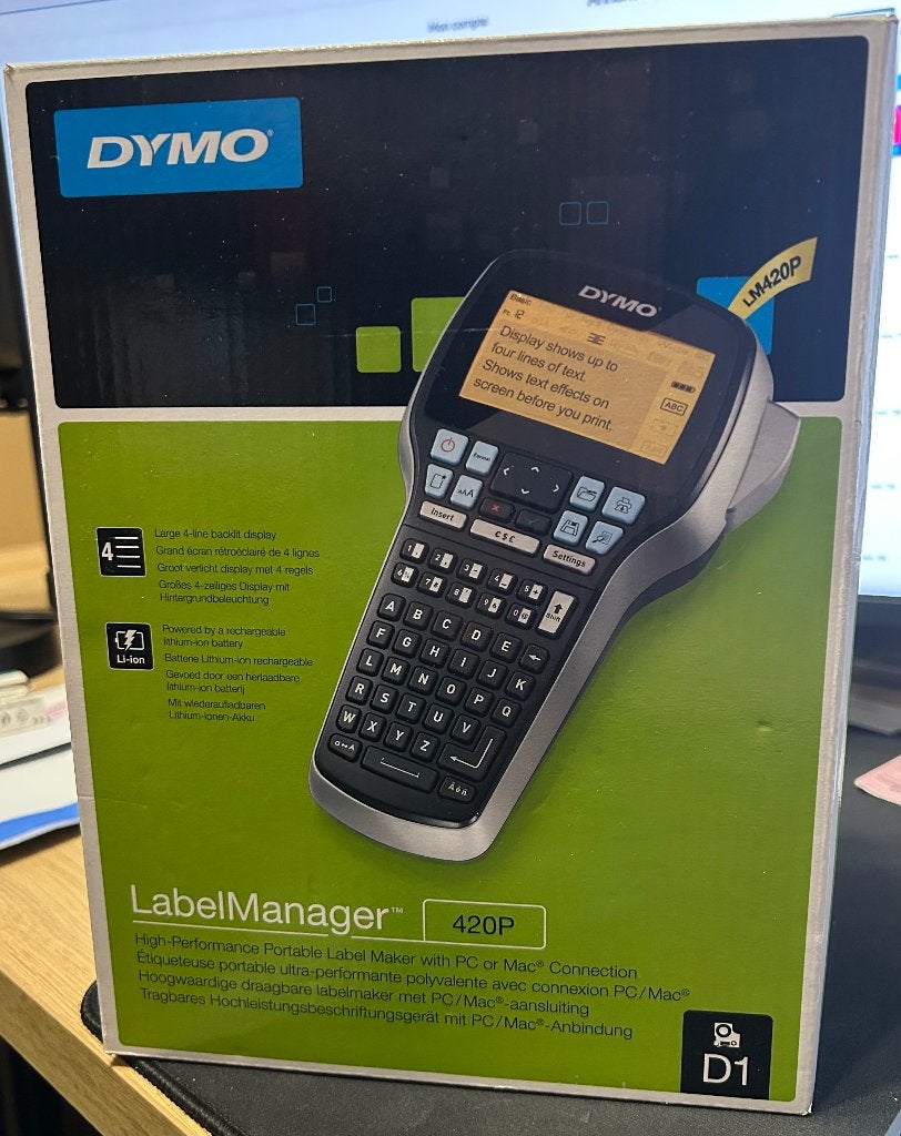 DYMO LabelManager 420P + 2 cassettes, Informatique & Logiciels, Enlèvement ou Envoi, Comme neuf, Étiquette en bande, DYMO