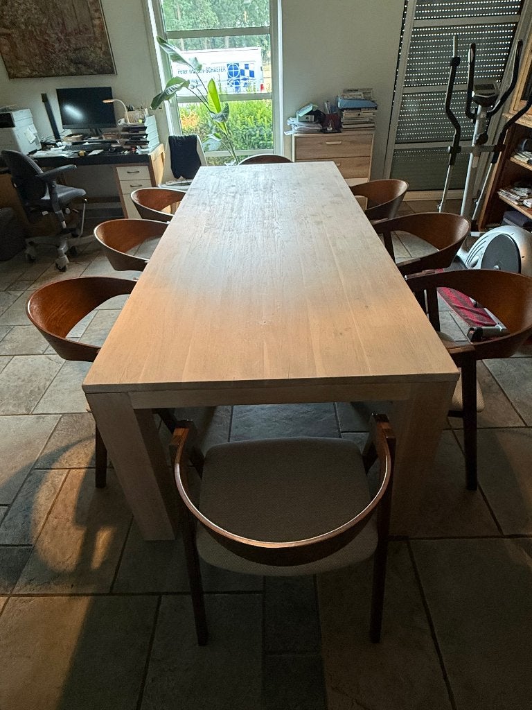 Eiken eettafel, Ophalen, 100 tot 150 cm, Eikenhout, 200 cm of meer