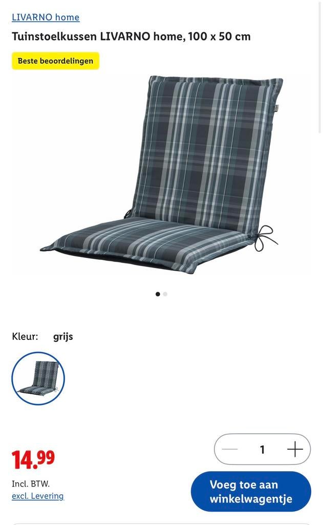4 nieuwe tuinstoelkussens afm 100x50 cm dikte 7,5 cm, Tuin en Terras, Ophalen, Nieuw