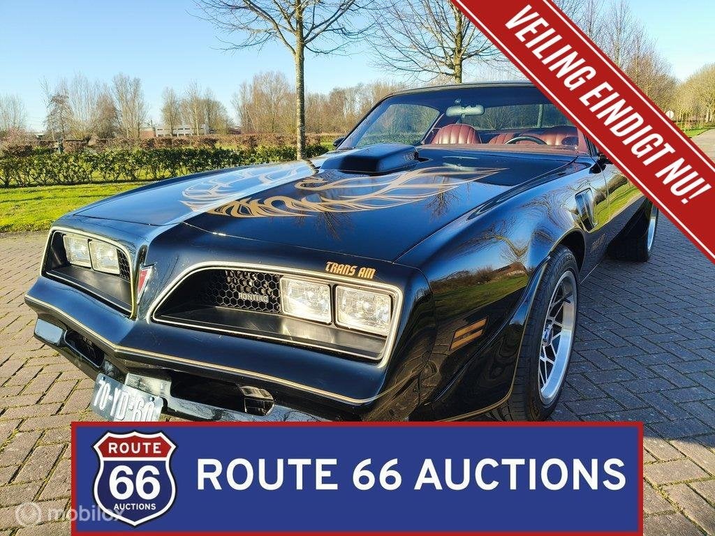 Pontiac Firebird Trans Am | 1977 | Route 66 Auctions, Auto's, Pontiac, Zwart, Bedrijf, Handgeschakeld
