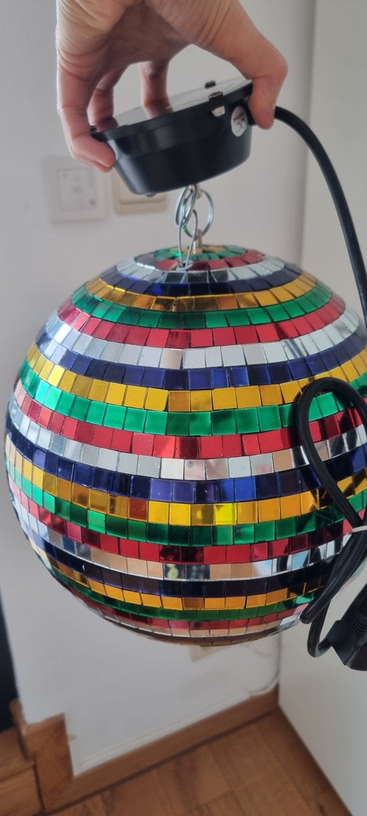 Draaiende spiegel luster, werkt perfect, 29cm, Ophalen
