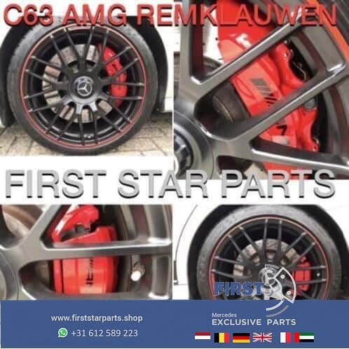 W204 W205 C63 AMG Remklauwen Set origineel Mercedes rood 4x, Auto-onderdelen, Gebruikt, -, Ophalen of Verzenden, -