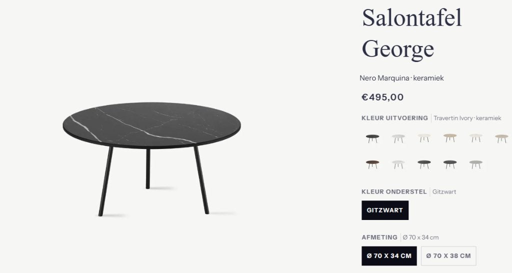 Nieuwe keramieken marmer salontafel met stalen onderstel, Huis en Inrichting, Ophalen, 50 – 75, 50 tot 100 cm, Rond